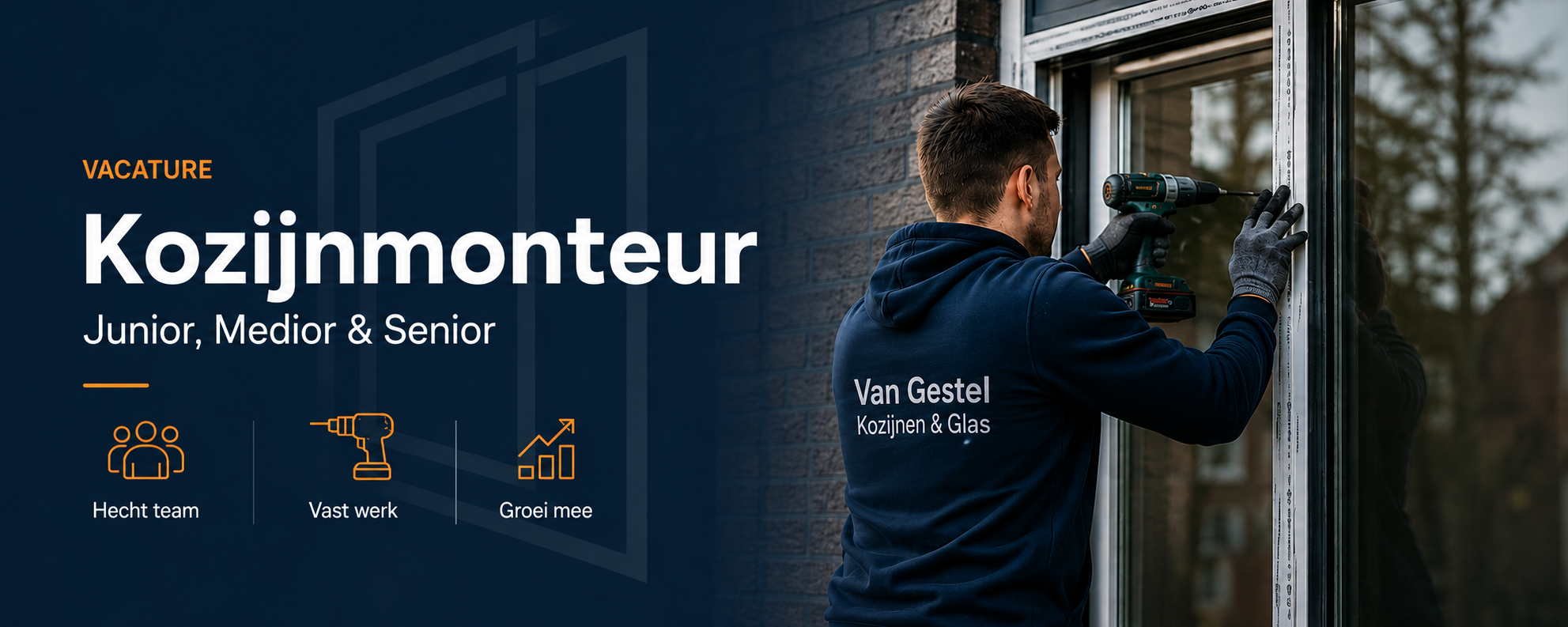 Kozijnmonteur aan het werk bij Van Gestel Kozijnen & Glas