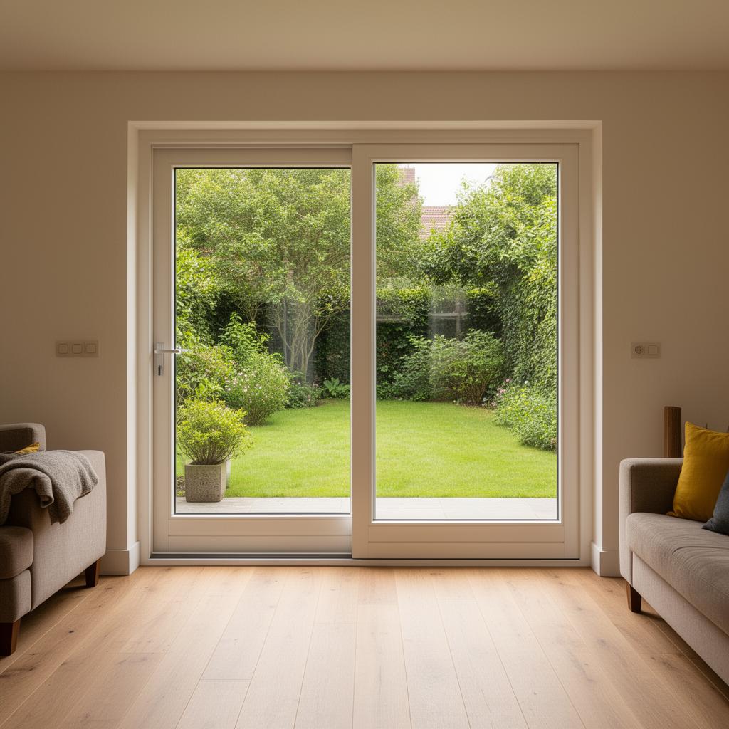 Modern sliding door with garden view