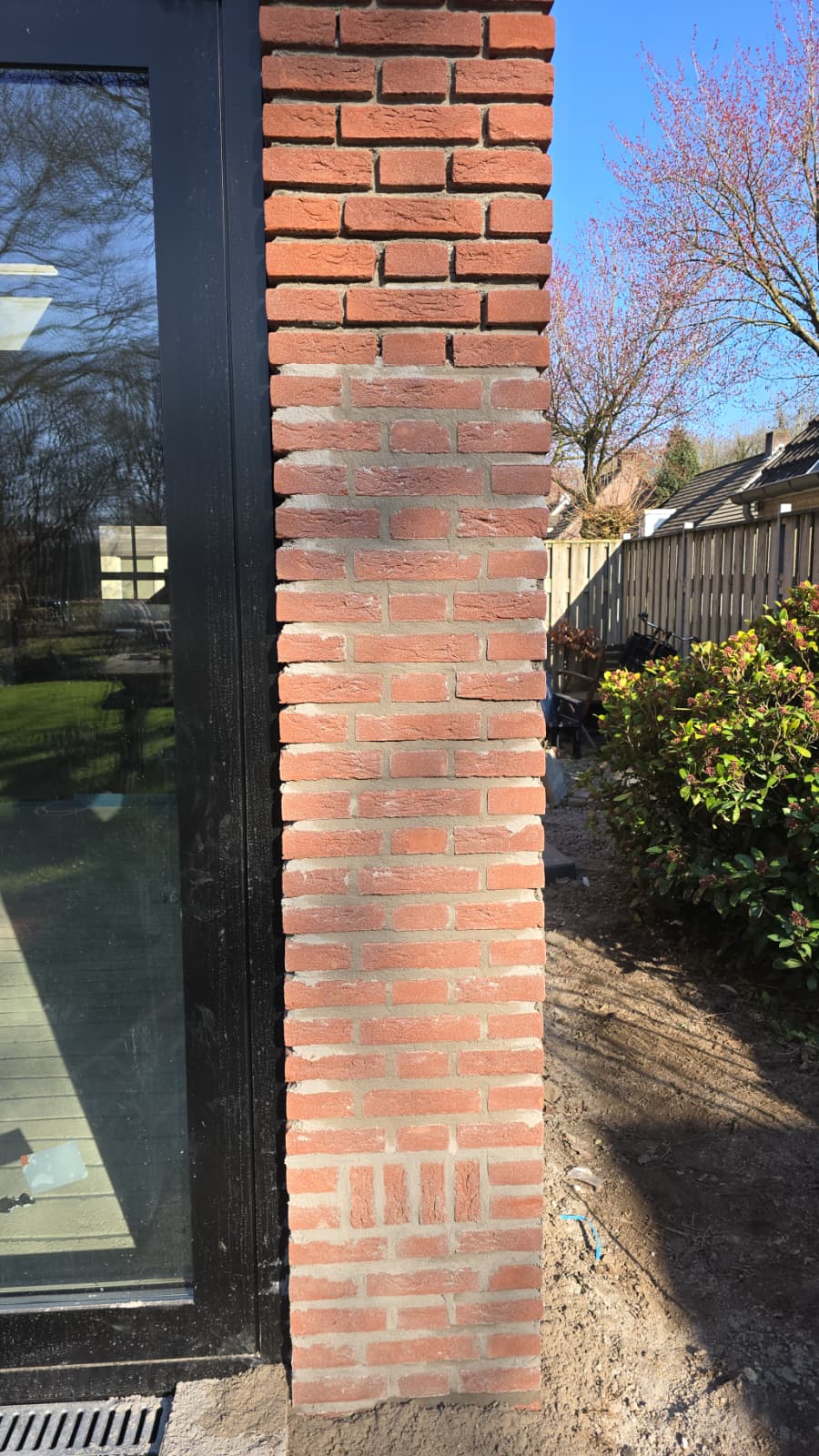 Metselwerk schuifpui uitbouw Veldhoven buitenzijde